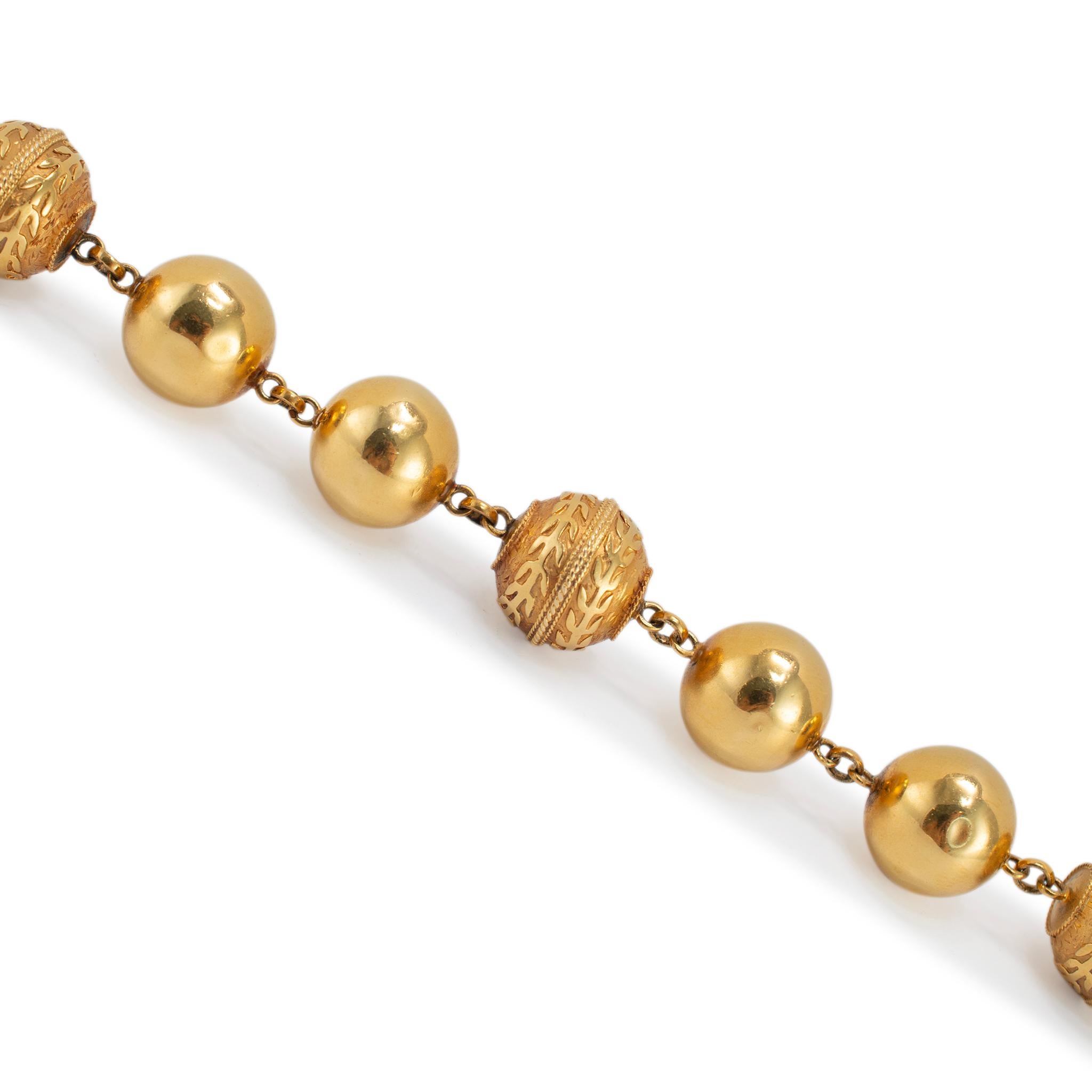 Vintage 19.2 Karat Gold Vintage Portugiesische Perlen Statement-Halskette im Zustand „Hervorragend“ im Angebot in Houston, TX