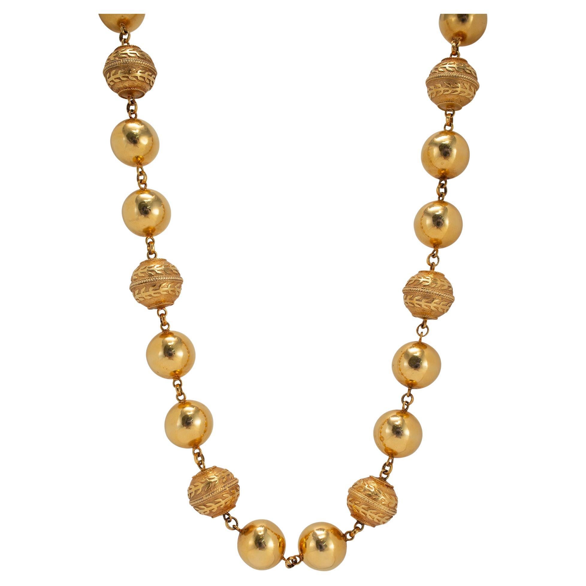 Vintage 19.2K Gold Vintage Portuguese Beads Statement Necklace