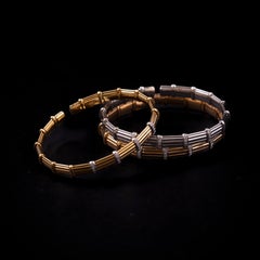 Vintage 19.2K Tricolor Gold Diamond Trio von Armreifen Portugiesisch Ende des 20.