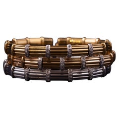 Vintage 19.2K Tricolor Gold Diamond Trio von Armreifen Portugiesisch Ende des 20.