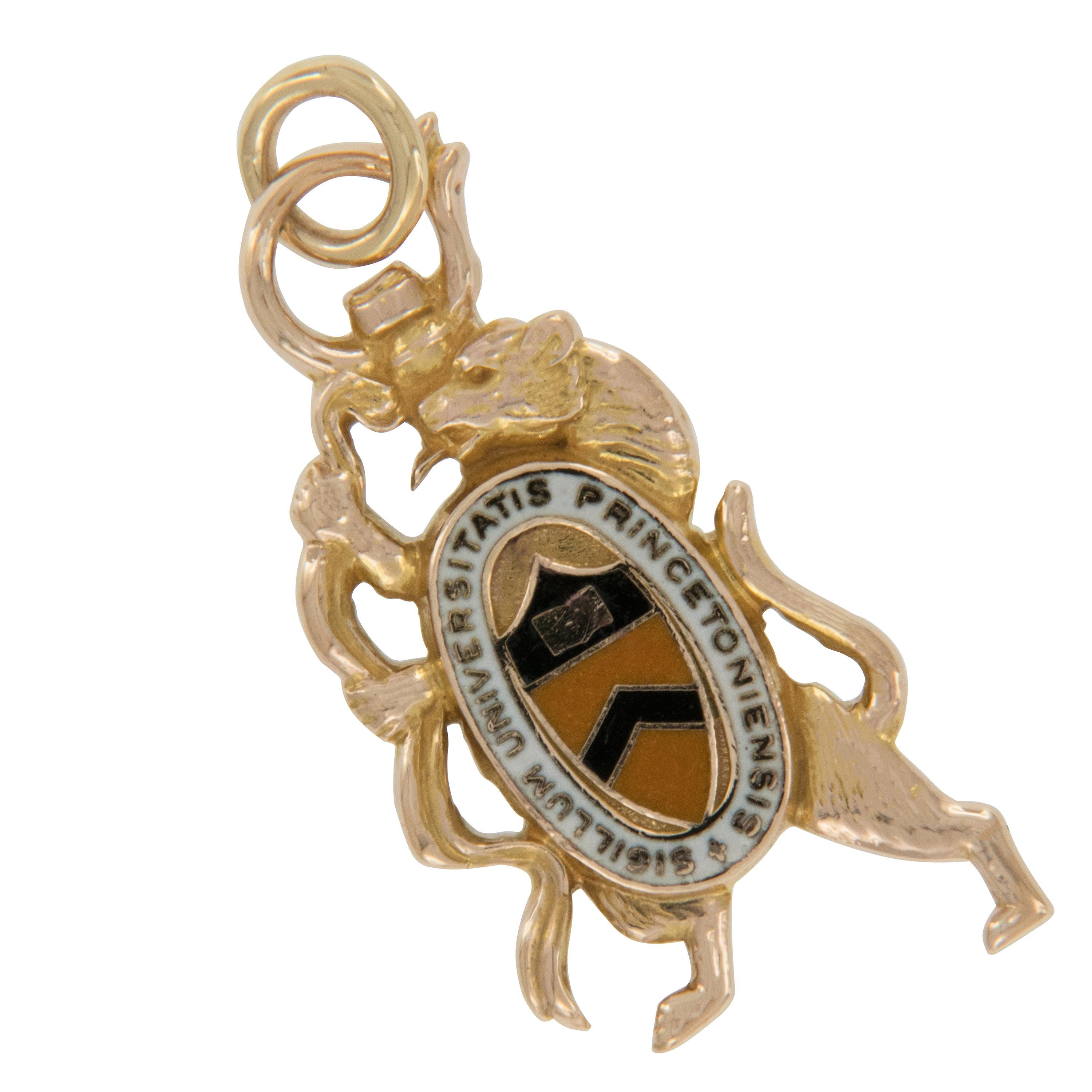 Vintage 1930's 10 Karat Gelbgold Princeton University emailliert Charme im Zustand „Hervorragend“ in Troy, MI