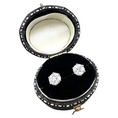 Vintage 1930s 1.05 Carat Total Diamonds Set in New Platinum Stud Earring Mounts