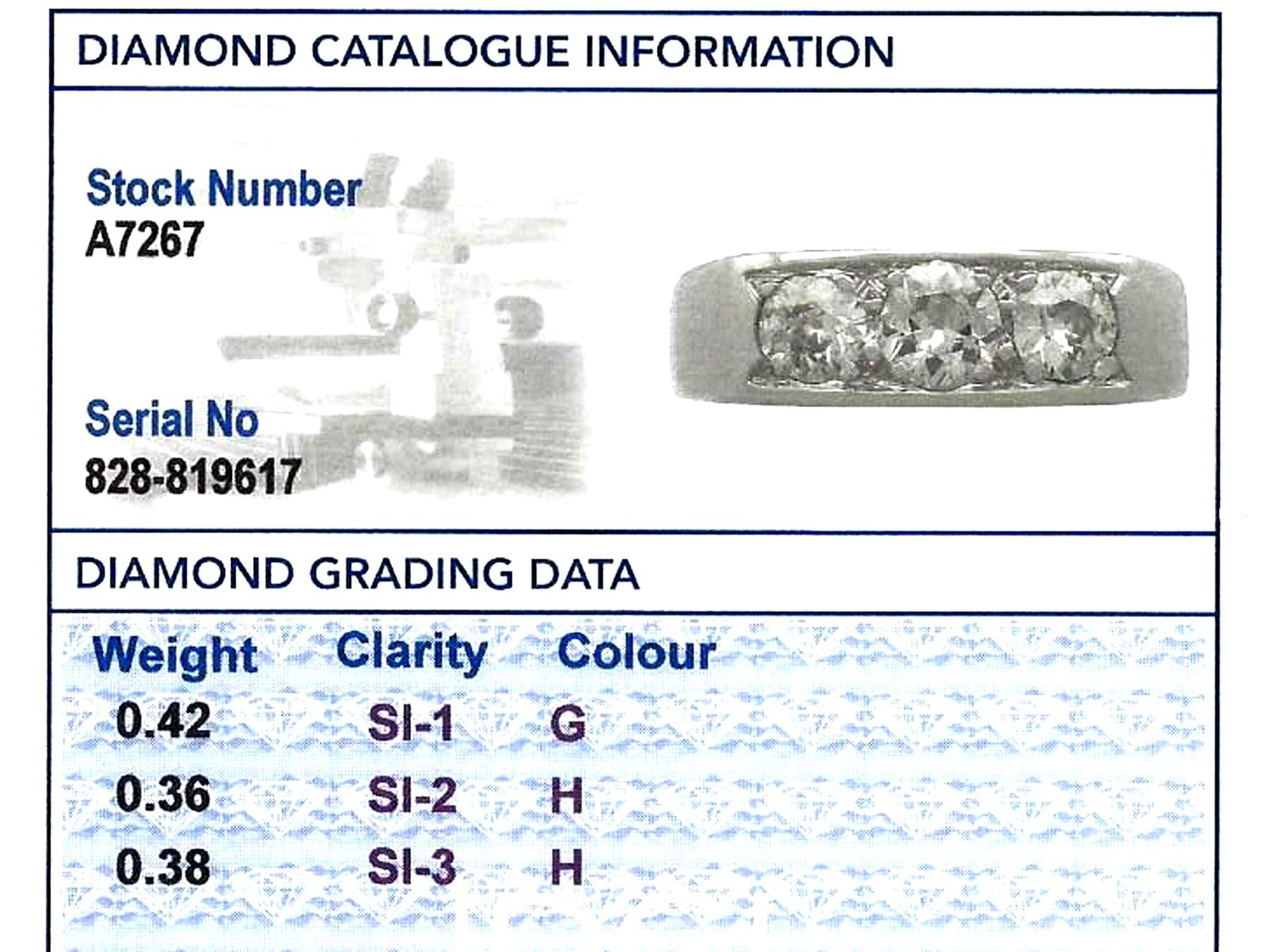 Trilogie-Ring aus Weißgold mit 1,16 Karat Diamant und Weißgold, Vintage 1930er Jahre im Angebot 4