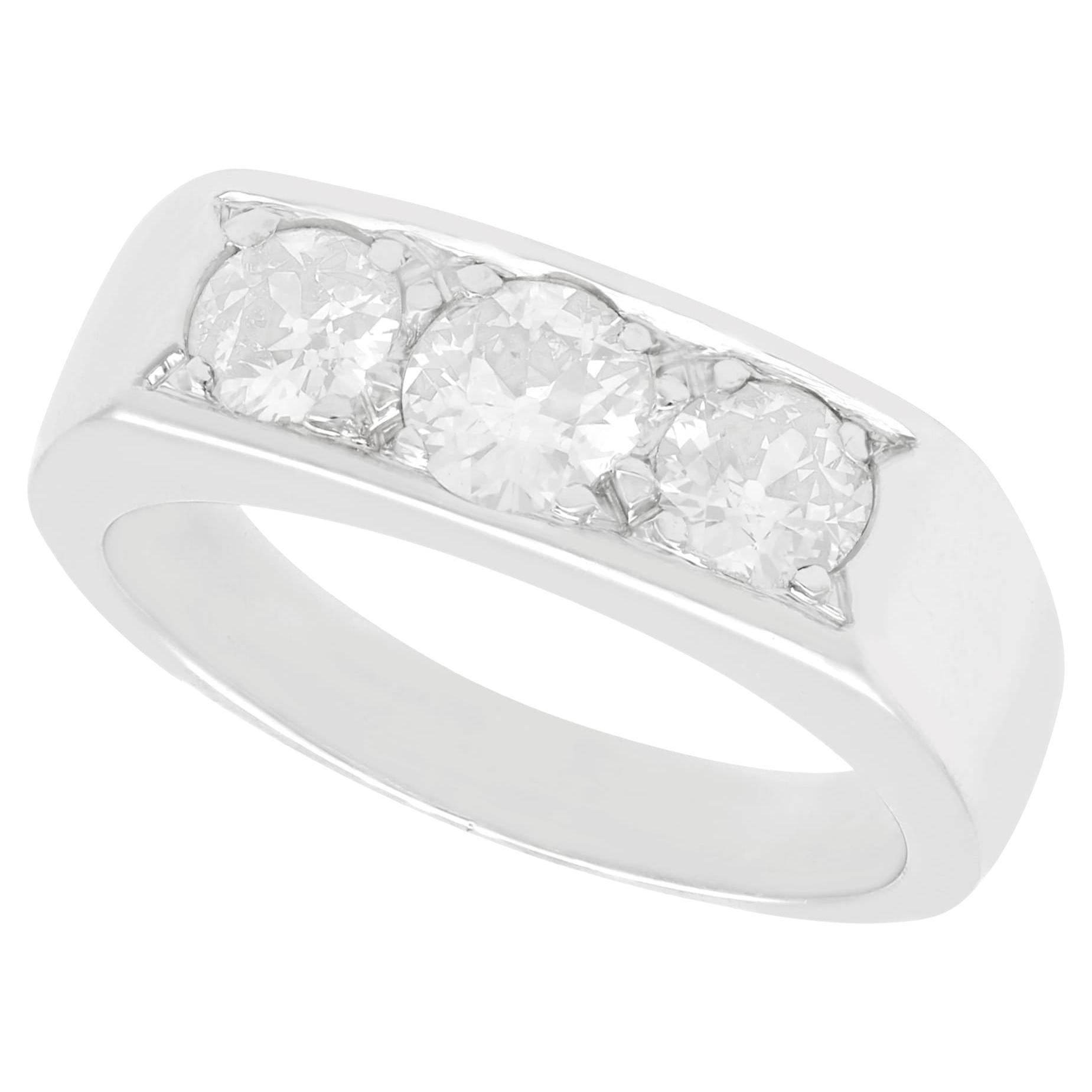 Vintage 1930s 1.16 Carat Diamond and White Gold Trilogy Ring For Sale