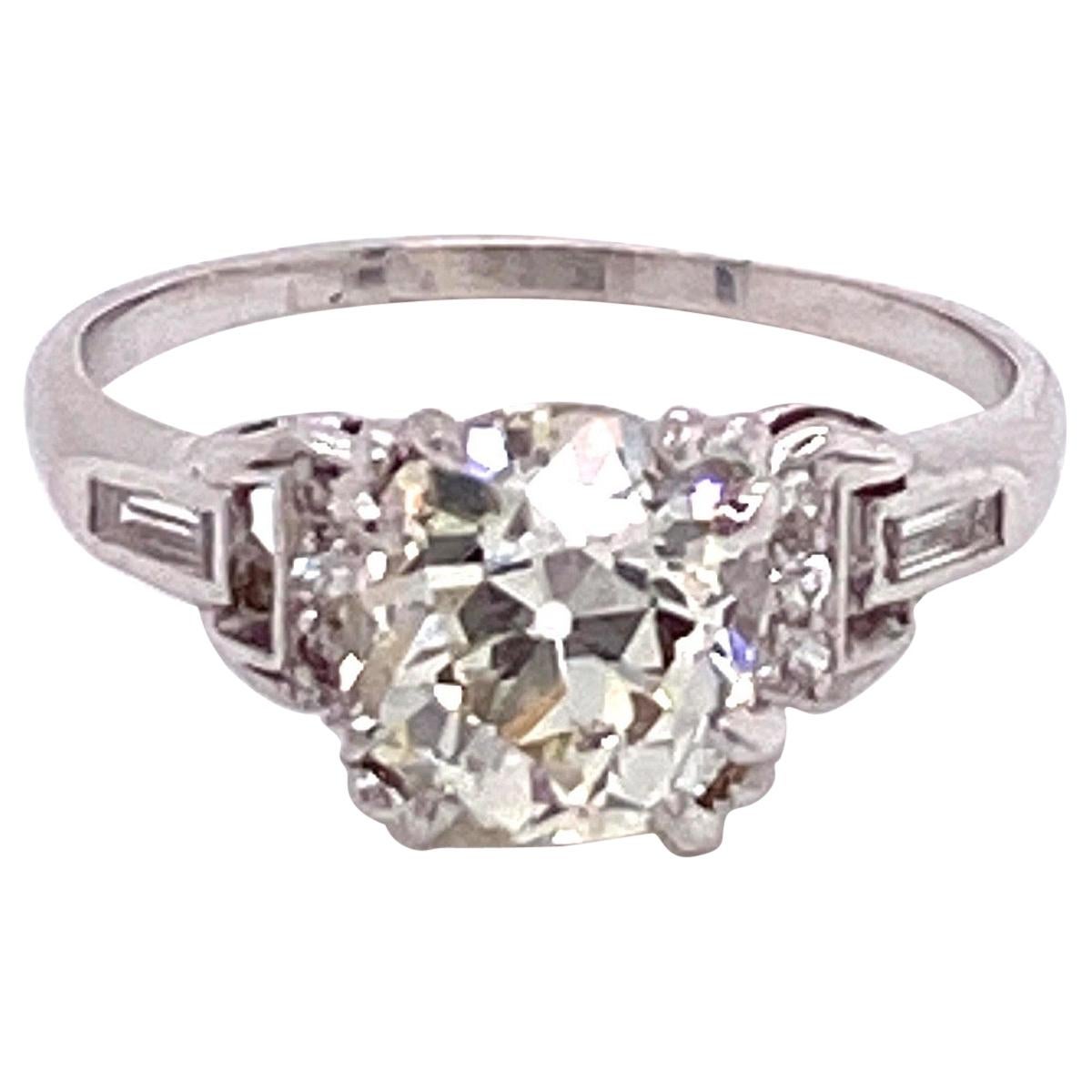 Vintage 1930s 1.83 Carat Old Mine Cut Diamond Art Deco Engagement Ring