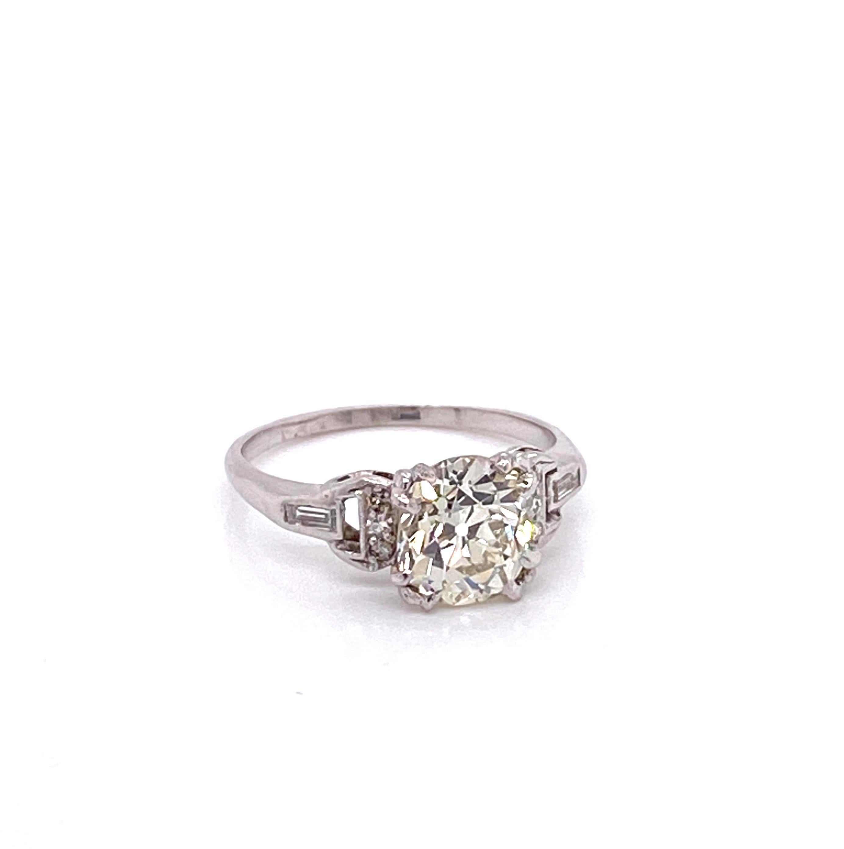 Vintage 1930s 1.83 Carat Old Mine Cut Diamond Art Deco Engagement Ring 1