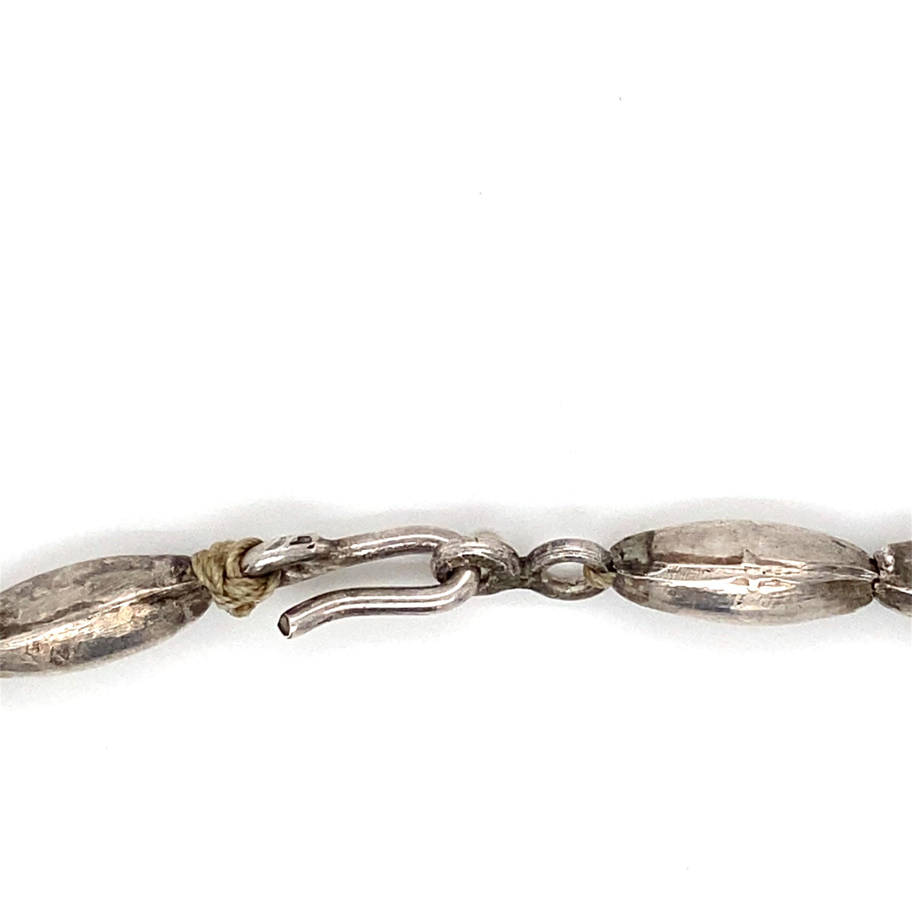 Vintage 1930s - 1940s Navajo Sterling Silver Naja Necklace with Turquoise For Sale 3