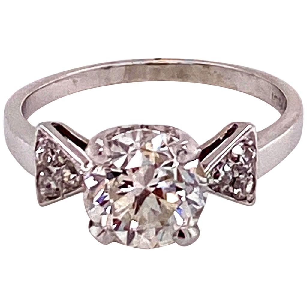 Vintage 1930s 2.00 Carat Diamond Platinum Art Deco Ring For Sale