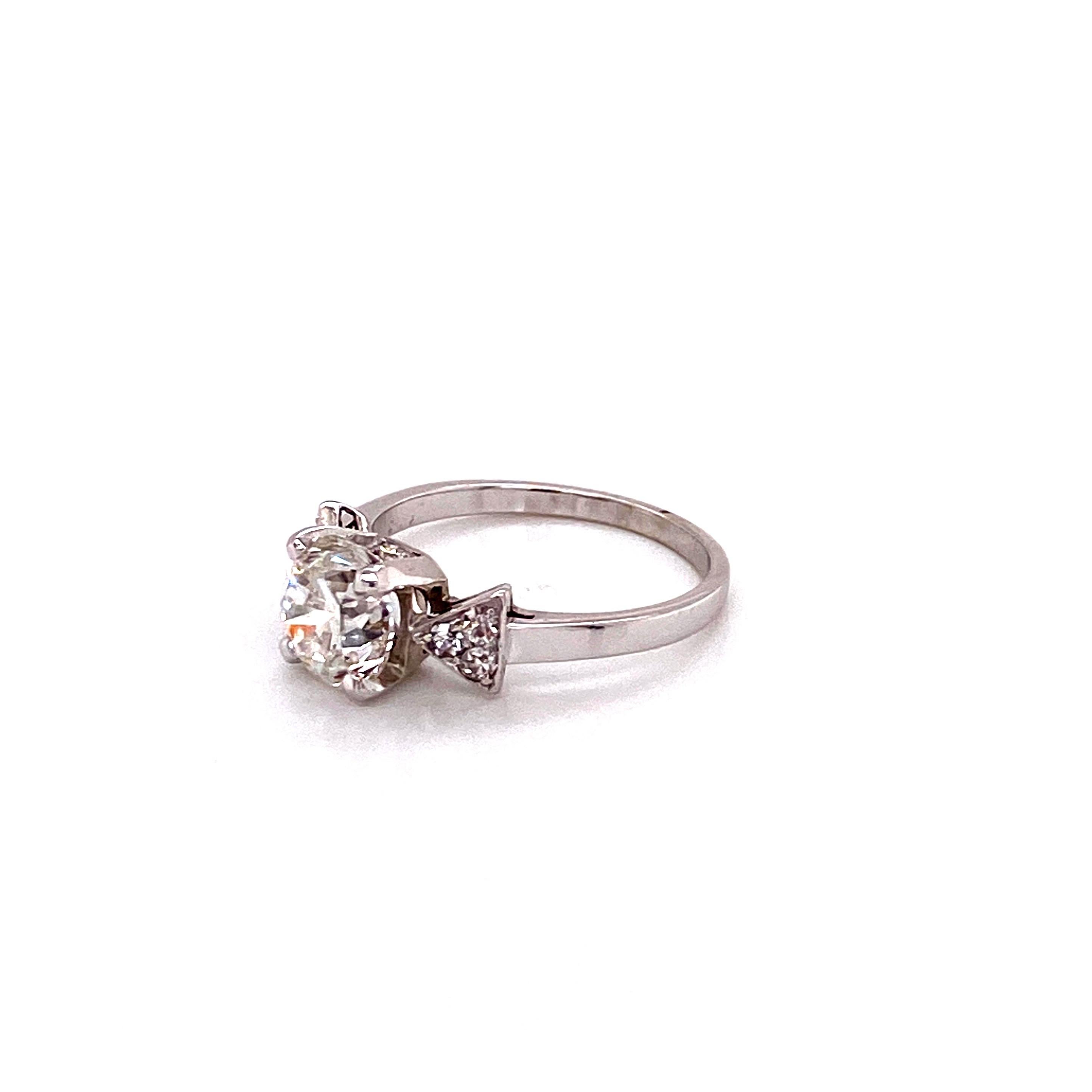 Vintage 1930s 2.00 Carat Diamond Platinum Art Deco Ring For Sale 1