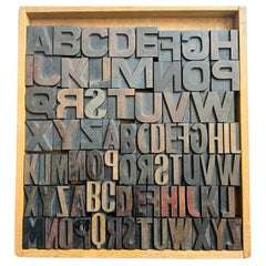 Vintage 1930s 3 Alphabet Industrial Commercial Wooden Letter Printing Blocks