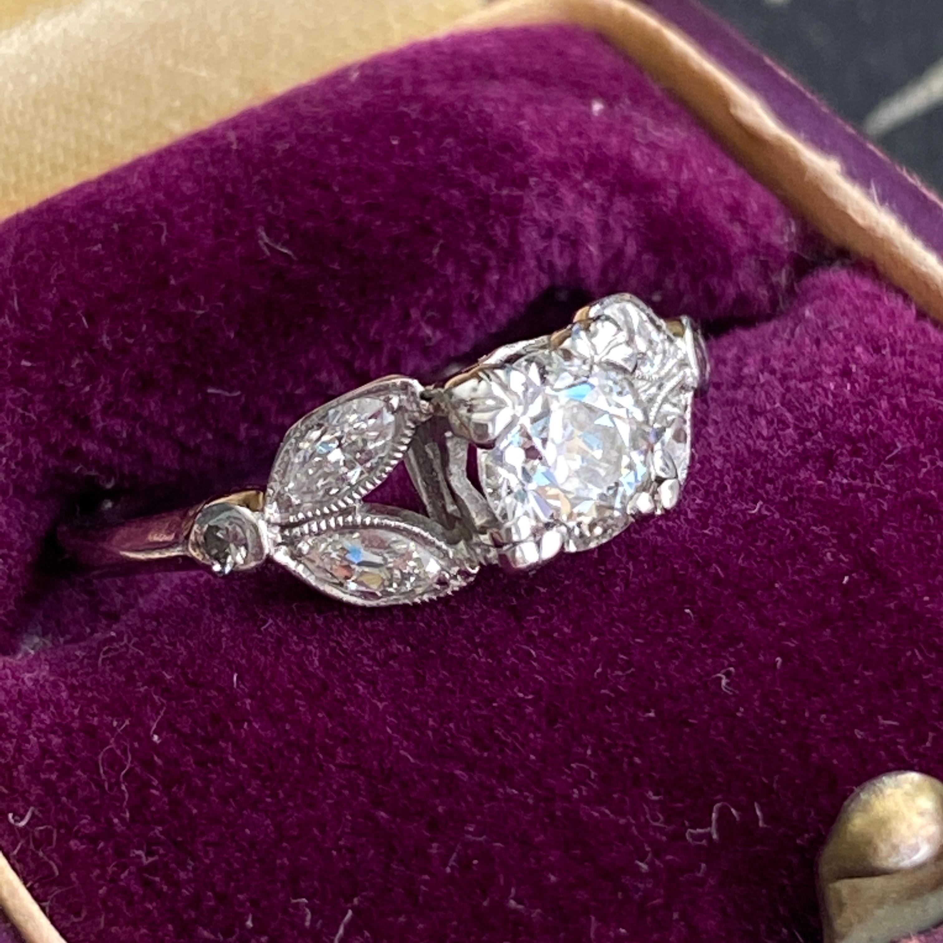 Vintage 1930’s .73ct Diamond 14K Ring For Sale 4