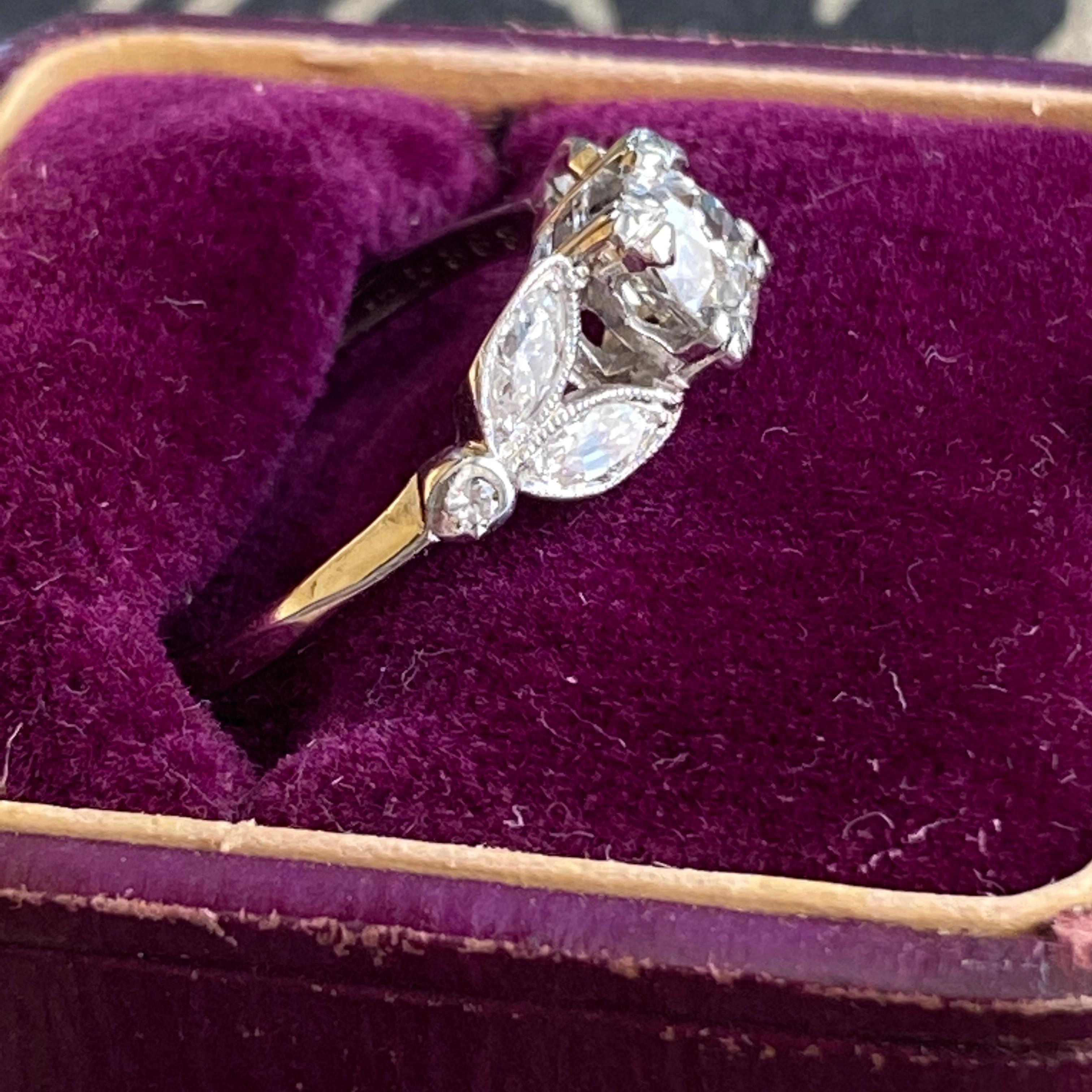 Vintage 1930’s .73ct Diamond 14K Ring For Sale 5