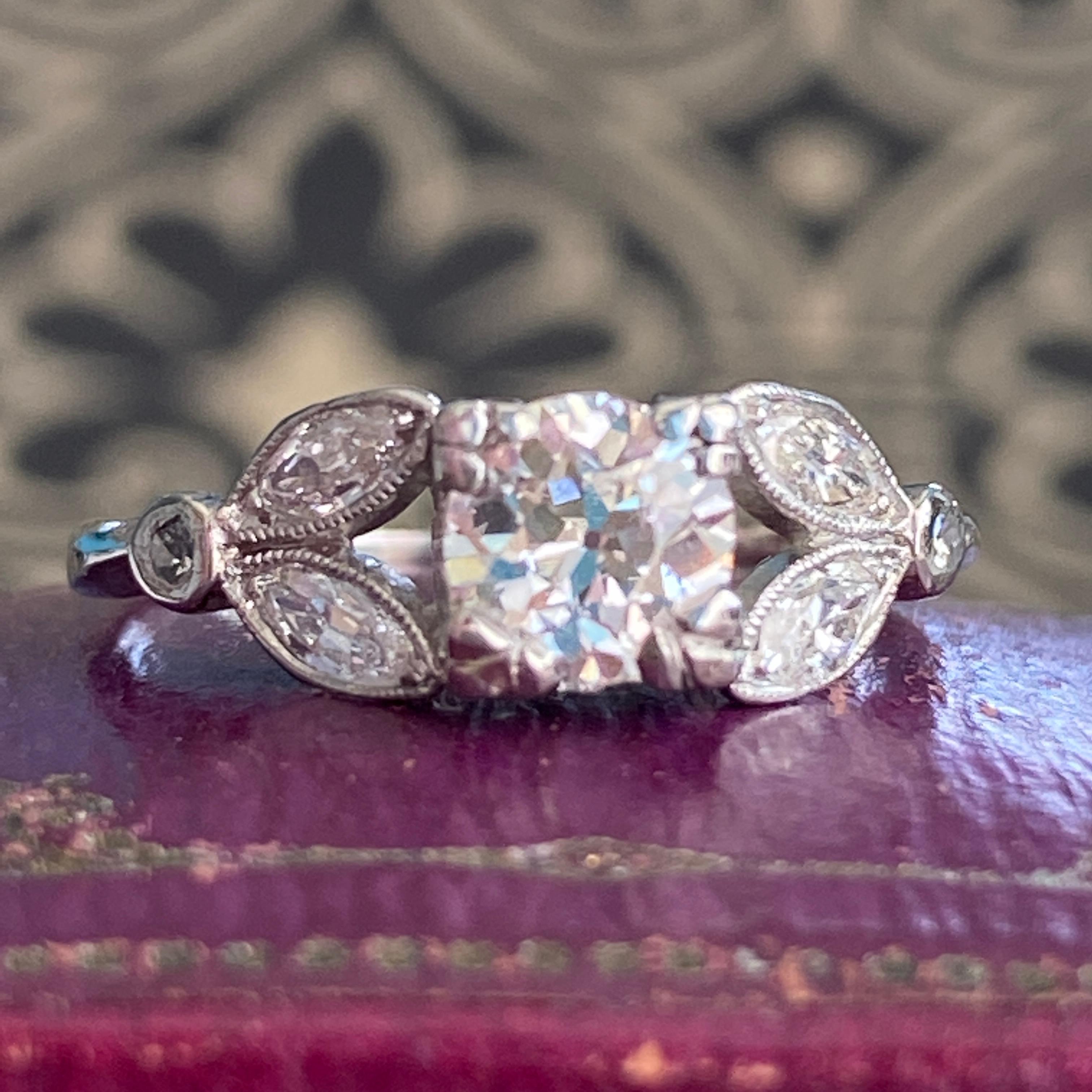 Details:
Lovely 1930-1940's sweet 14K and Old European Cut Diamond ring. Sweet and delicate this ring would make a perfect engagement ring. This ring comes with an appraisal. Please ask all necessary questions prior to placing an
