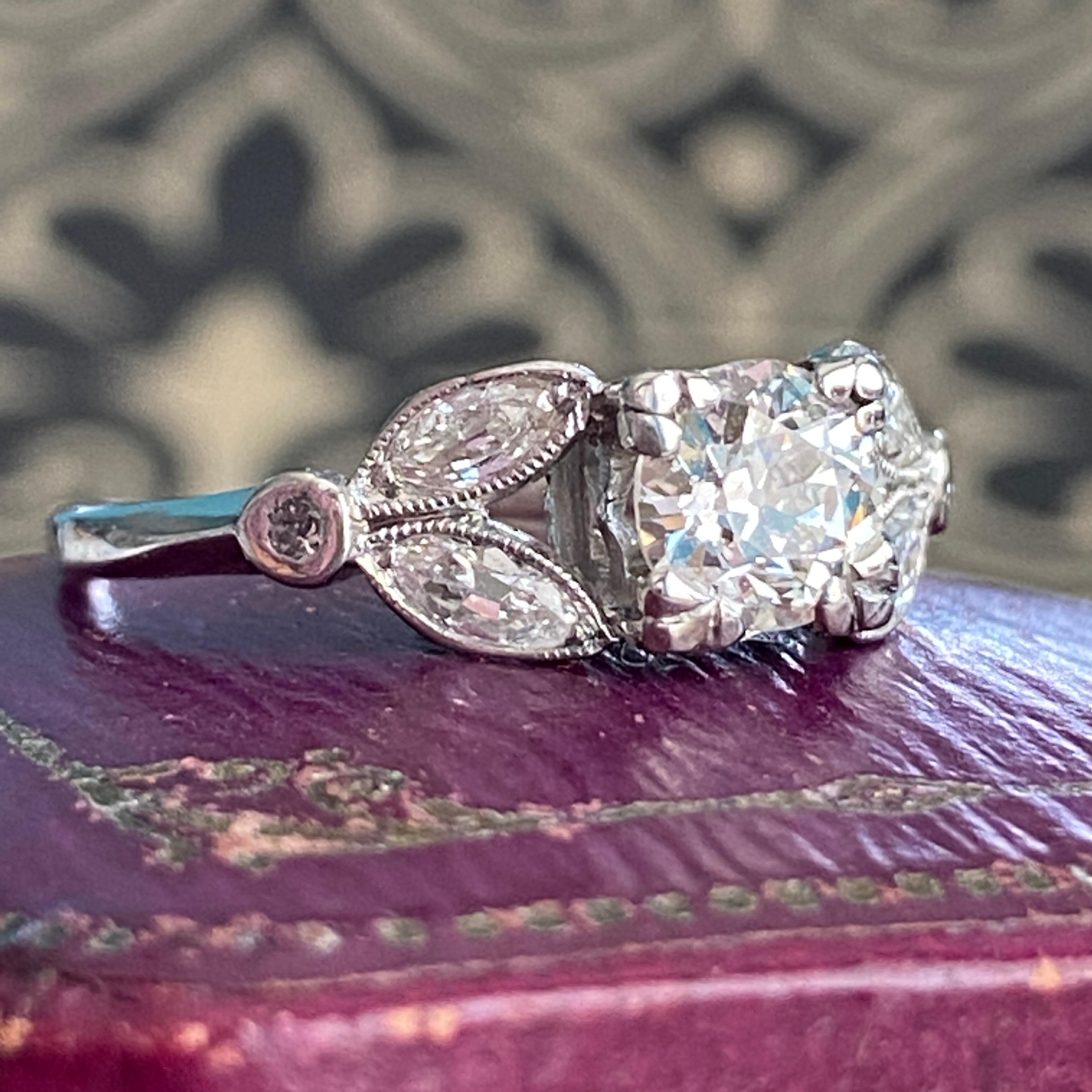 Art Deco Vintage 1930’s .73ct Diamond 14K Ring For Sale