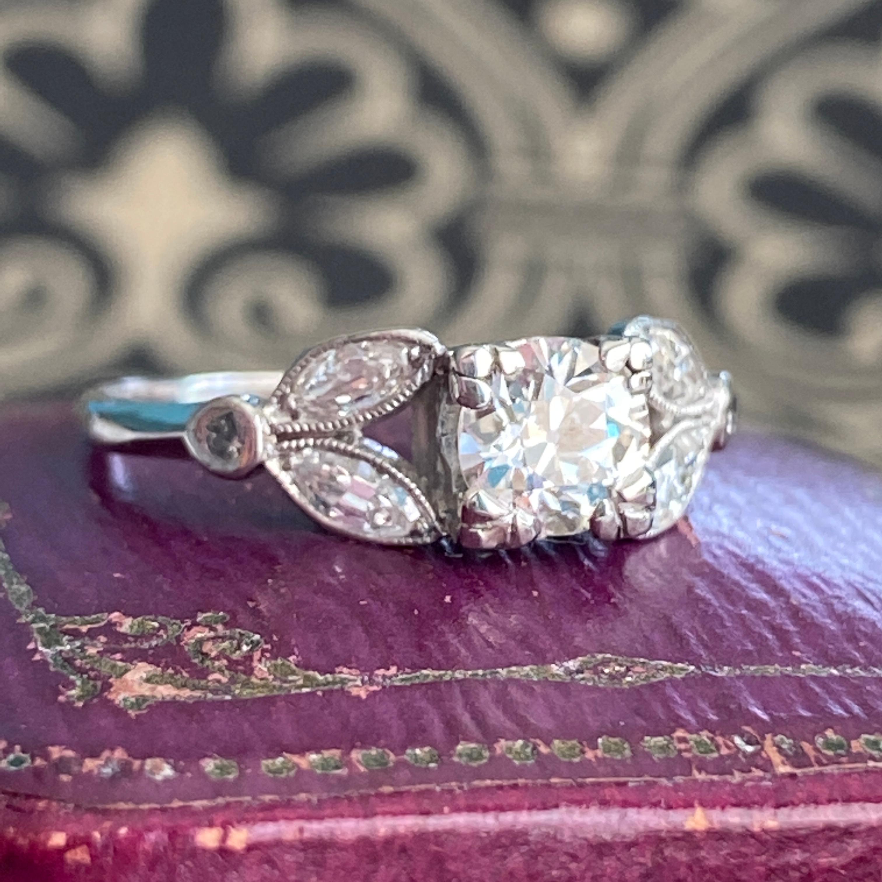Vintage 1930’s .73ct Diamond 14K Ring For Sale 1