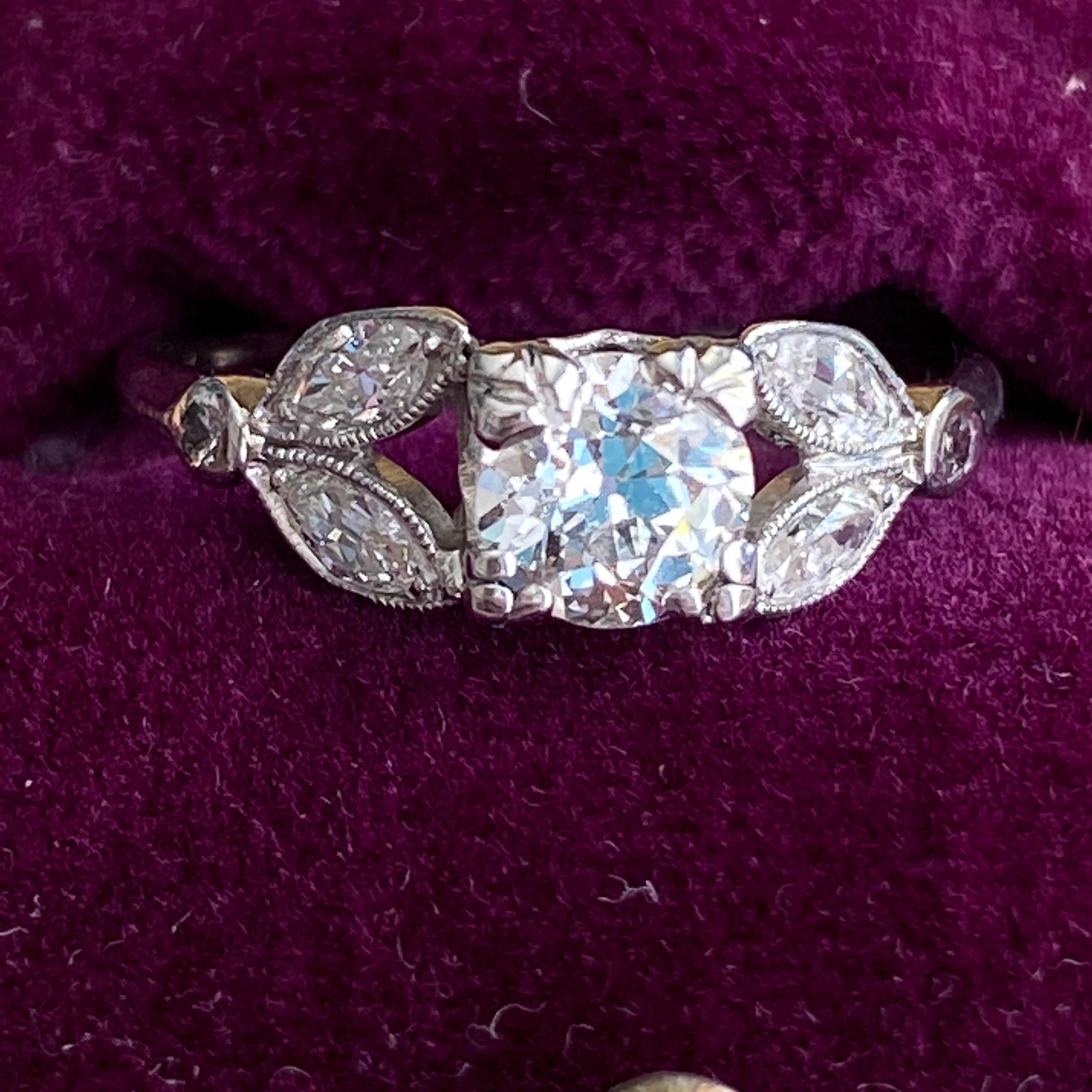 Vintage 1930’s .73ct Diamond 14K Ring For Sale 3
