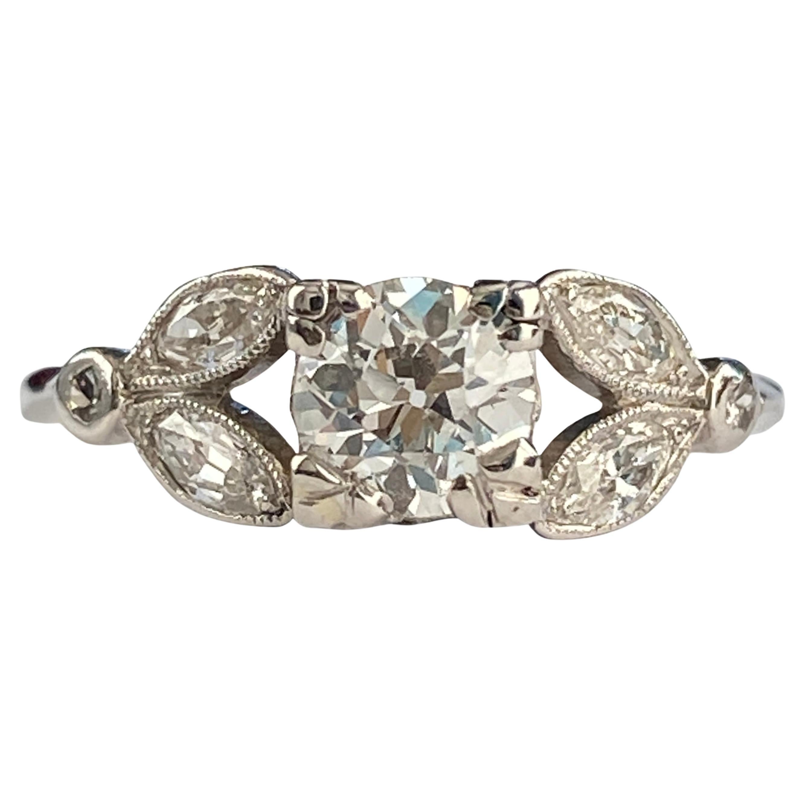 Vintage 1930’s .73ct Diamond 14K Ring For Sale