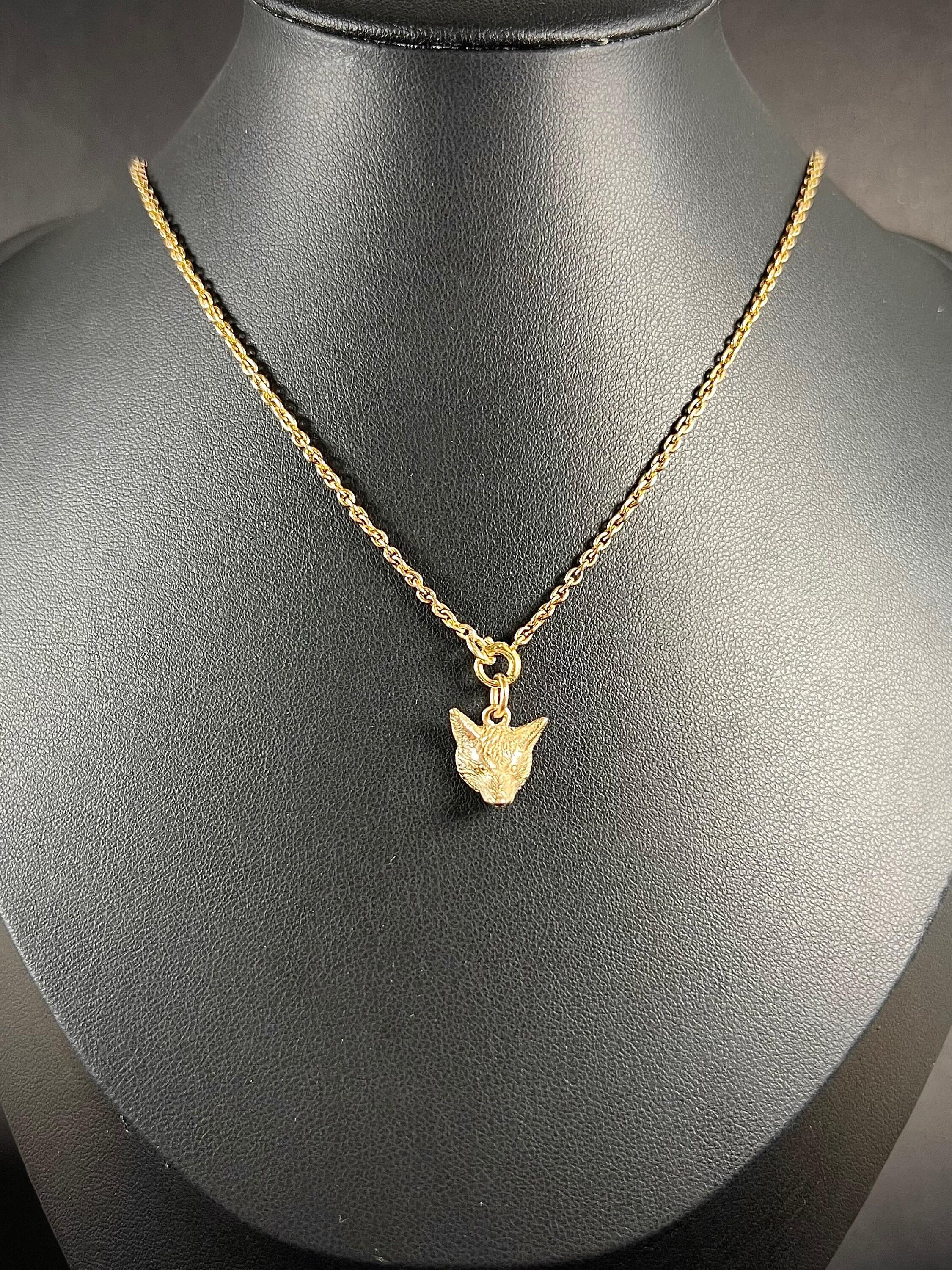 Vintage 1930s 9ct Yellow Gold Stamped Fox Head Animal Pendant 4