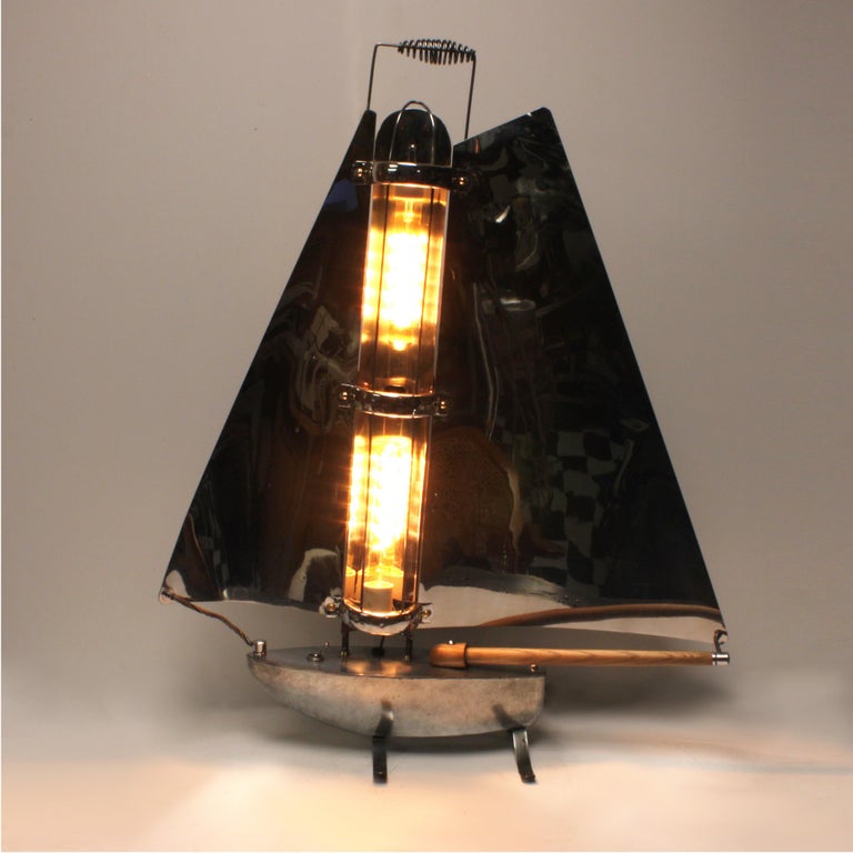 Vintage 1930s Aluminum Industrial Machine Age Sailboat Lamp by Bunting Electric For Sale at 1stDibs