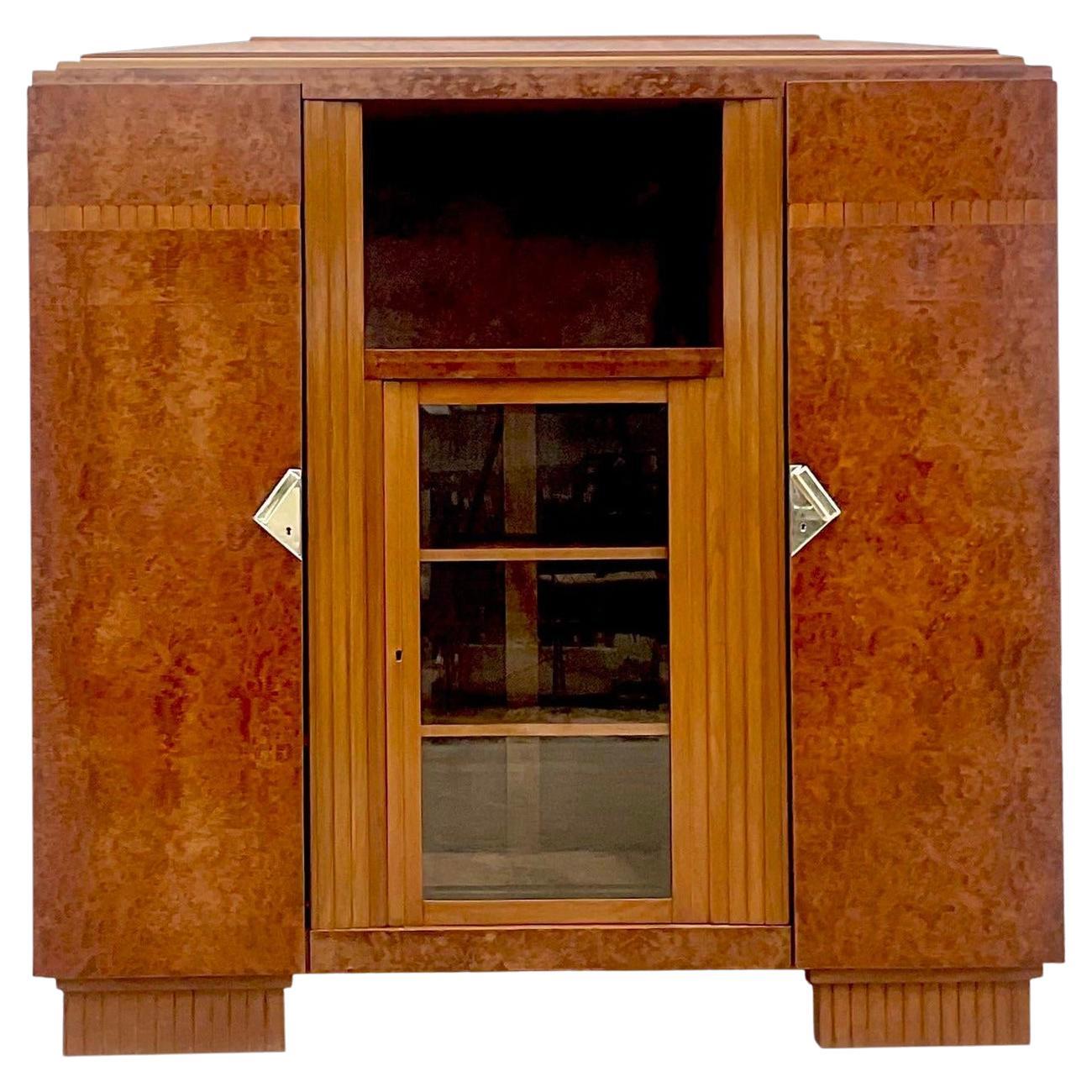 Vintage 1930s Art Deco Desbornes Burl Wood Armoire