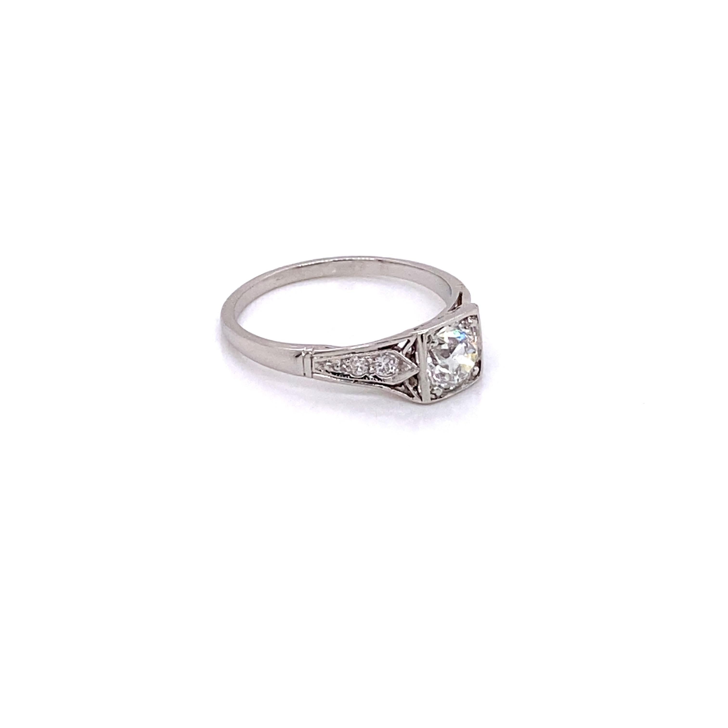 Vintage 1930s Art Deco Diamond Ring .70 Carat 2