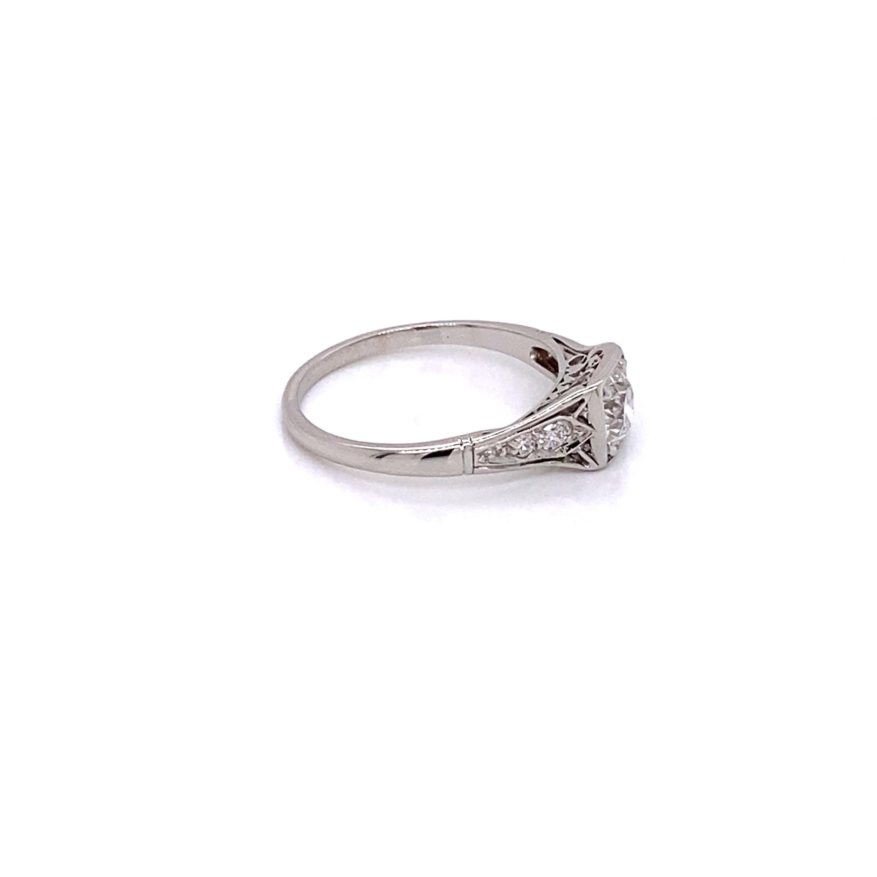 Vintage 1930s Art Deco Diamond Ring .70 Carat 4