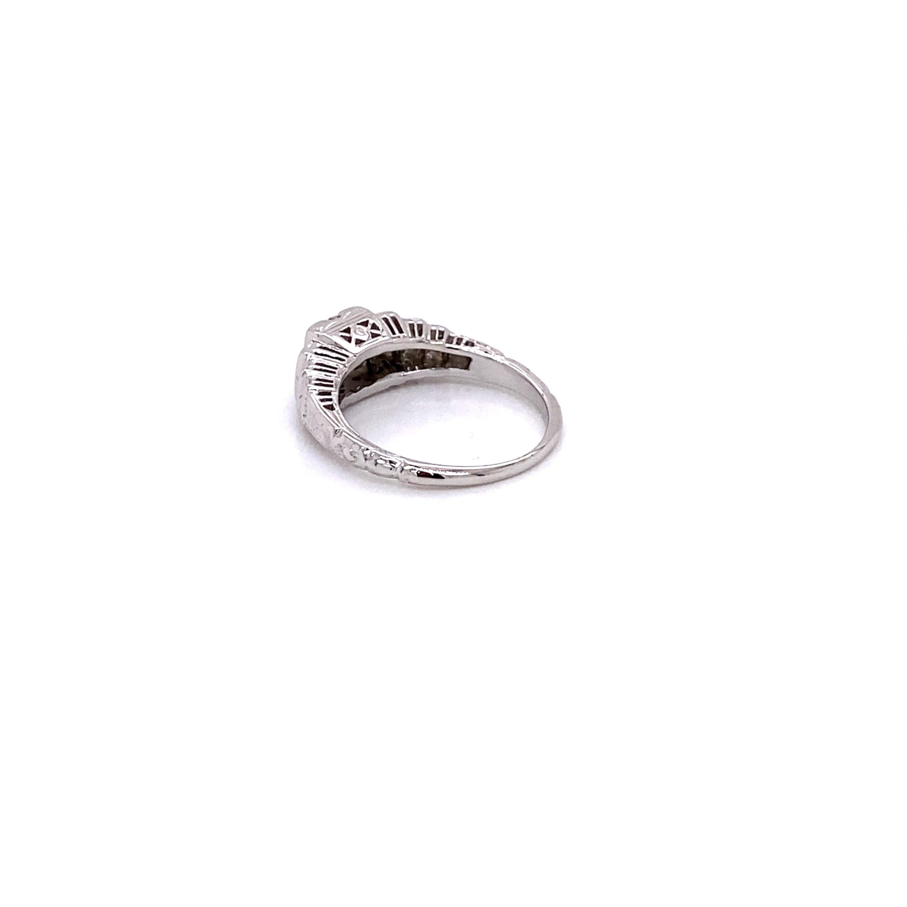 Vintage 1930's Art Deco European Cut .50ct Diamond Engagement Ring For Sale 2