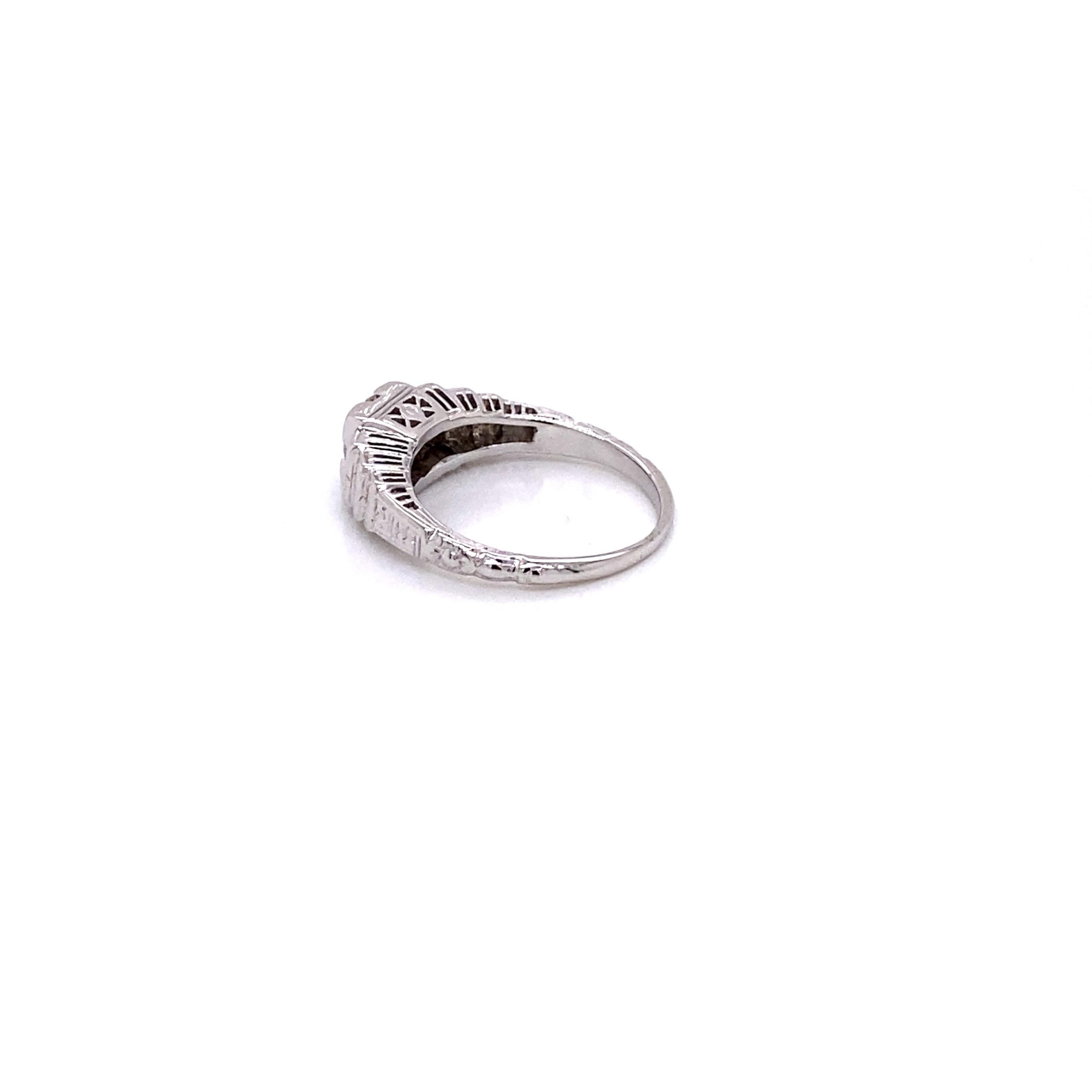 Vintage 1930's Art Deco European Cut .50ct Diamond Engagement Ring For Sale 1