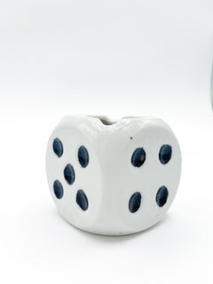Vintage 1930s Art Deco Figural Porcelain Dice Desk Ashtray Japan Black and White