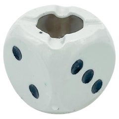 Cenicero de Escritorio Dados de Porcelana Art Decó Vintage Años 30 Japón Blanco y Negro