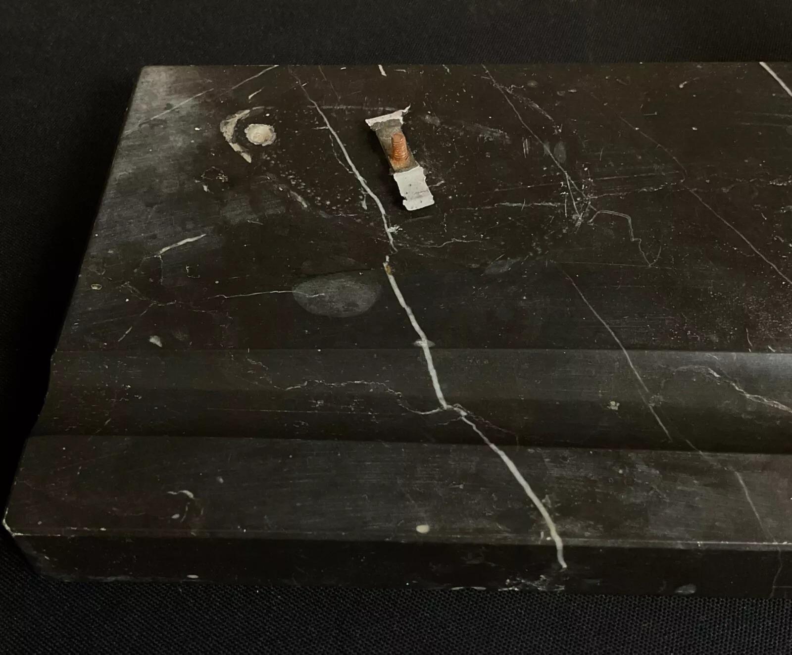 Tintero Art Decó vintage de los años 30 sobre mármol negro - 2Y581 en venta 2