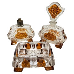 Vintage 1930s Art Deco Karl Palda Crystal Vanity Set of Three Pieces