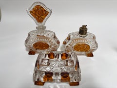 Set de tres piezas de tocador de cristal Karl Palda Art Decó vintage de los años 30