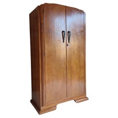 Vintage 1930's Art Deco Oak single Wardrobe late Art Nuveau