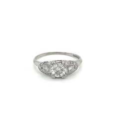 Vintage 1930s Art Deco Platinum Diamond Engagement Ring .65ct