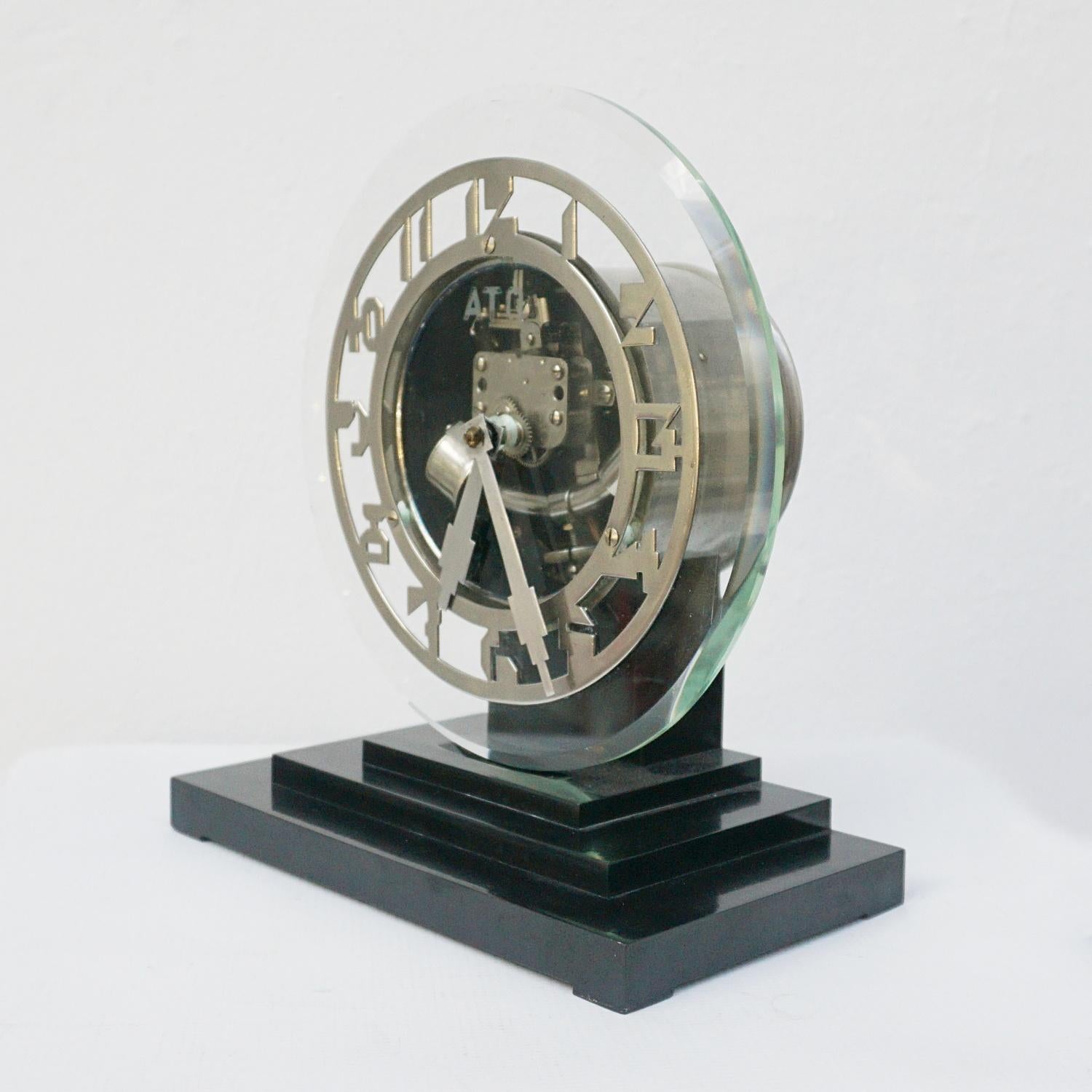 Vintage 1930's Ato Art Deco Mantel Clock Designed by Léon Hatot Circa 1930 Paris 4