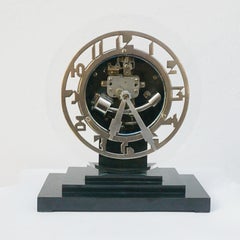 Vintage 1930's Ato Art Deco Mantel Clock Designed by Léon Hatot Circa 1930 Paris