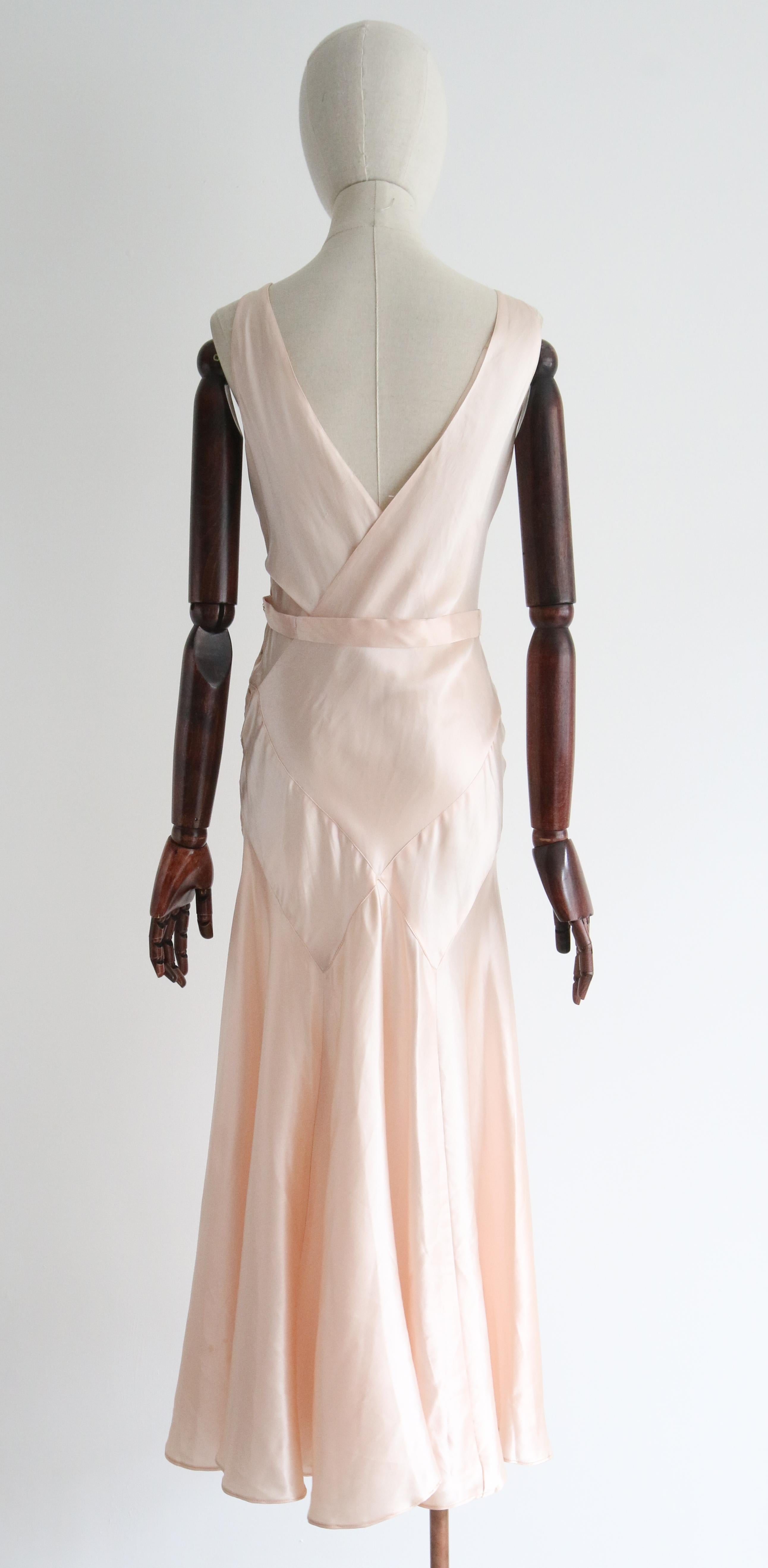 Vintage 1930's ballerina pink satin dress UK 10 US 6 3