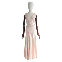 Vintage 1930's ballerina pink satin dress UK 10 US 6
