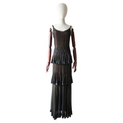 Vintage 1930's Beaded Couture Evening Gown Liliane de Monte Carlo Dress UK 6-8