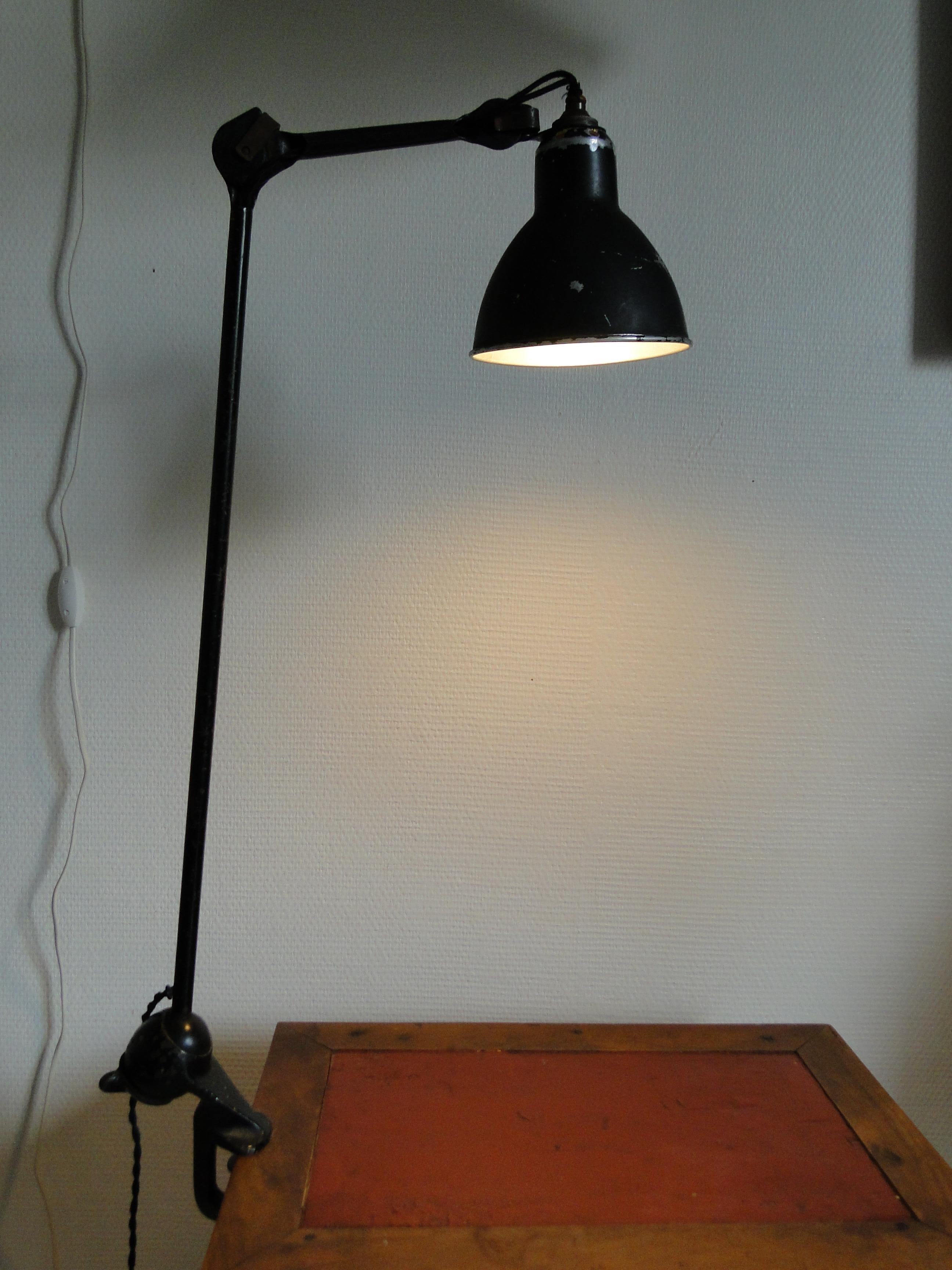 Vintage Bernard Albin gras desk lamp model 201 semi fixed Circa 1930 France