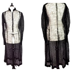 Vintage 1930s Black Chantilly lace jacket, evening coat 