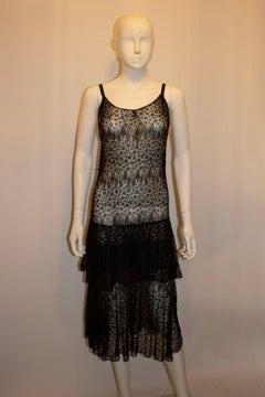 Vintage 1930s Black Lace Boho Dress