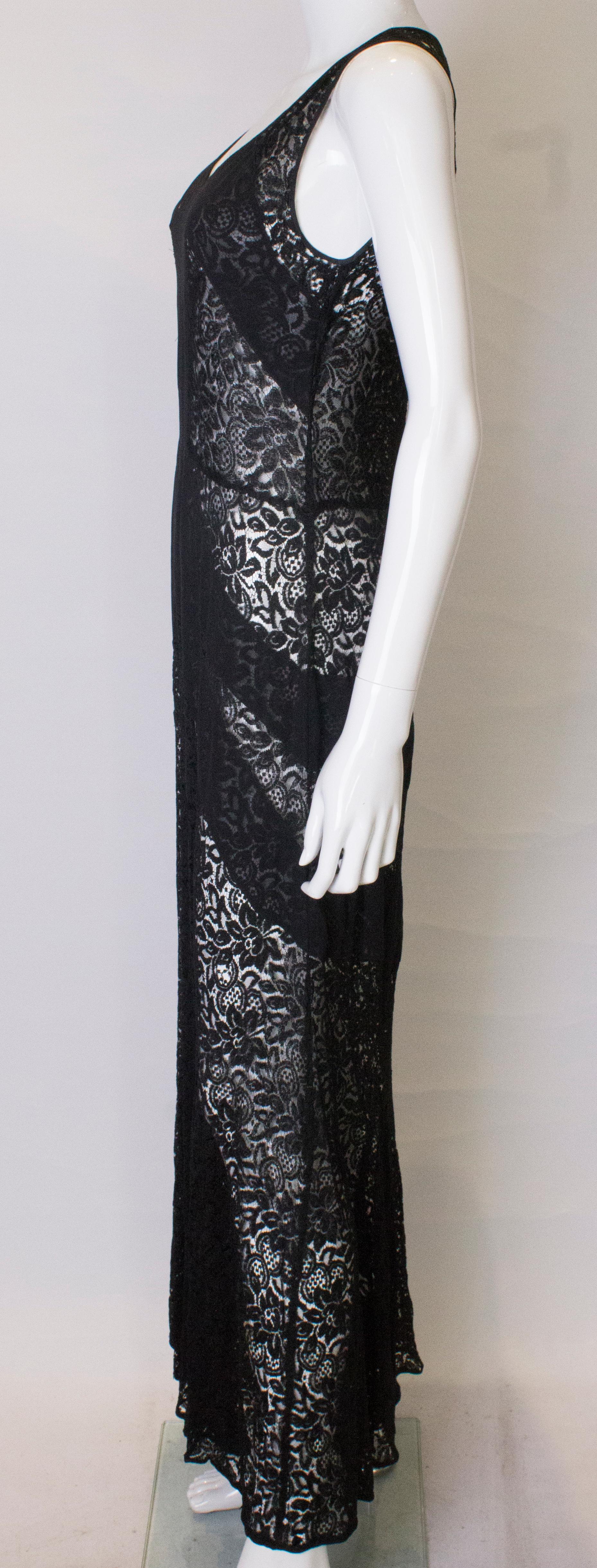 Vintage 1930s Black Lace Dress In Good Condition In London, GB