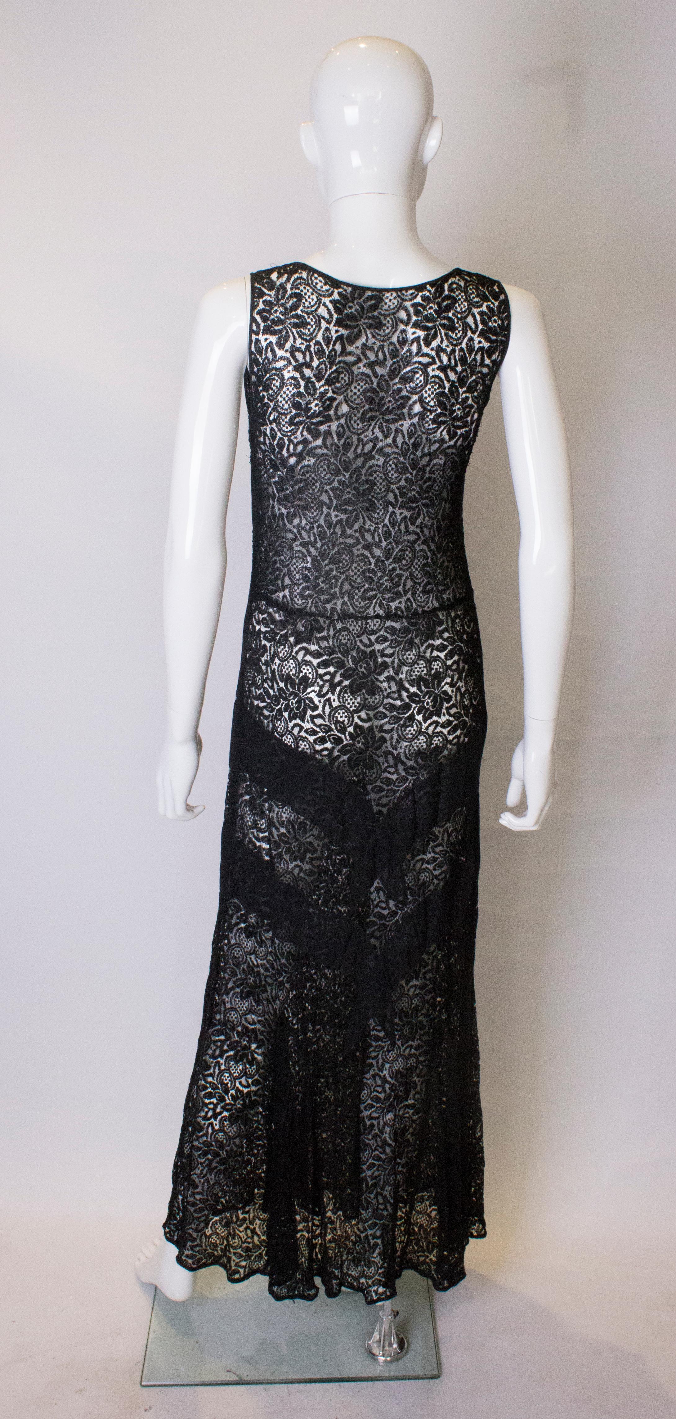Women's Vintage 1930s Black Lace Dress