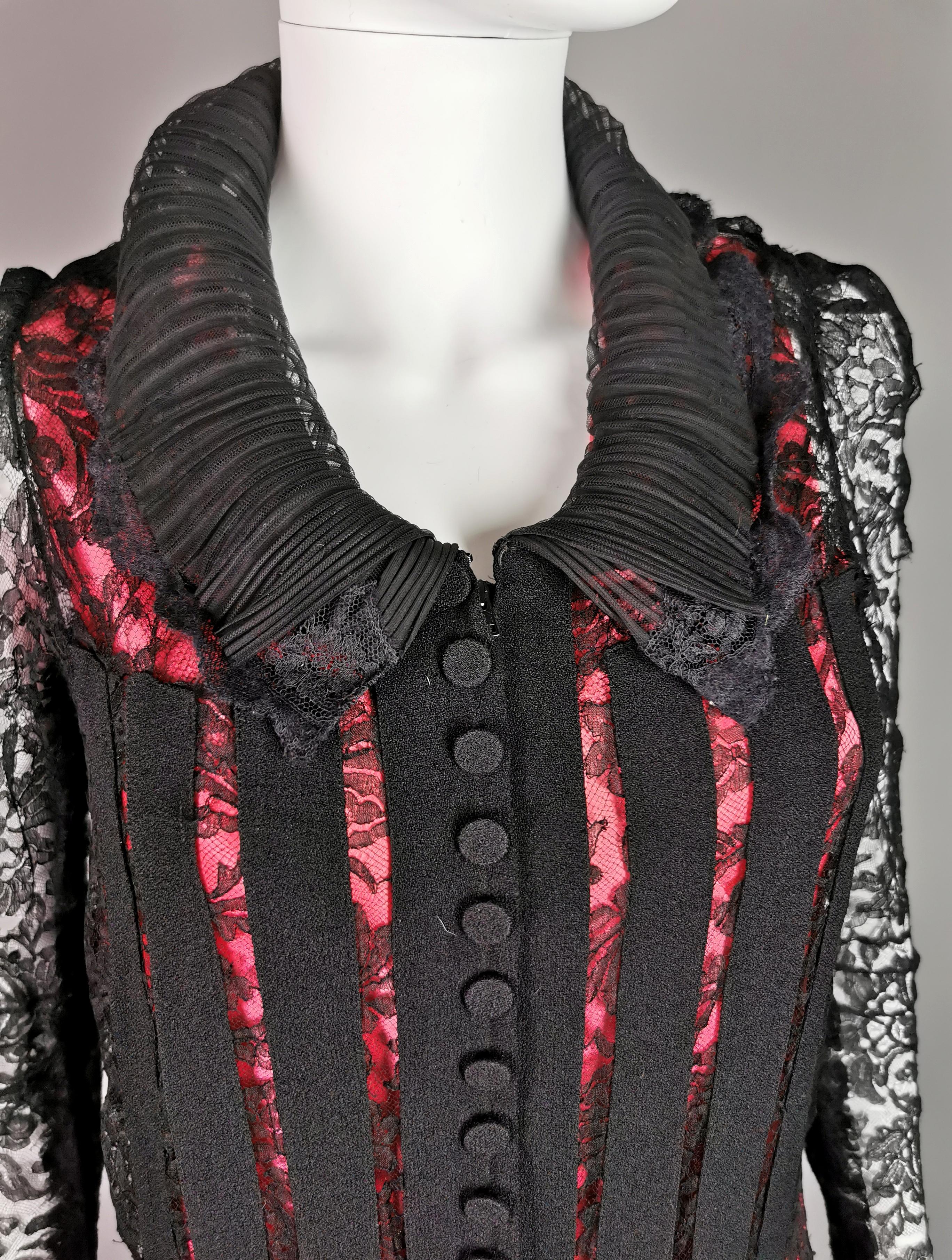 Vintage 1930's Black lace evening dress, Salmon pink slip  For Sale 2