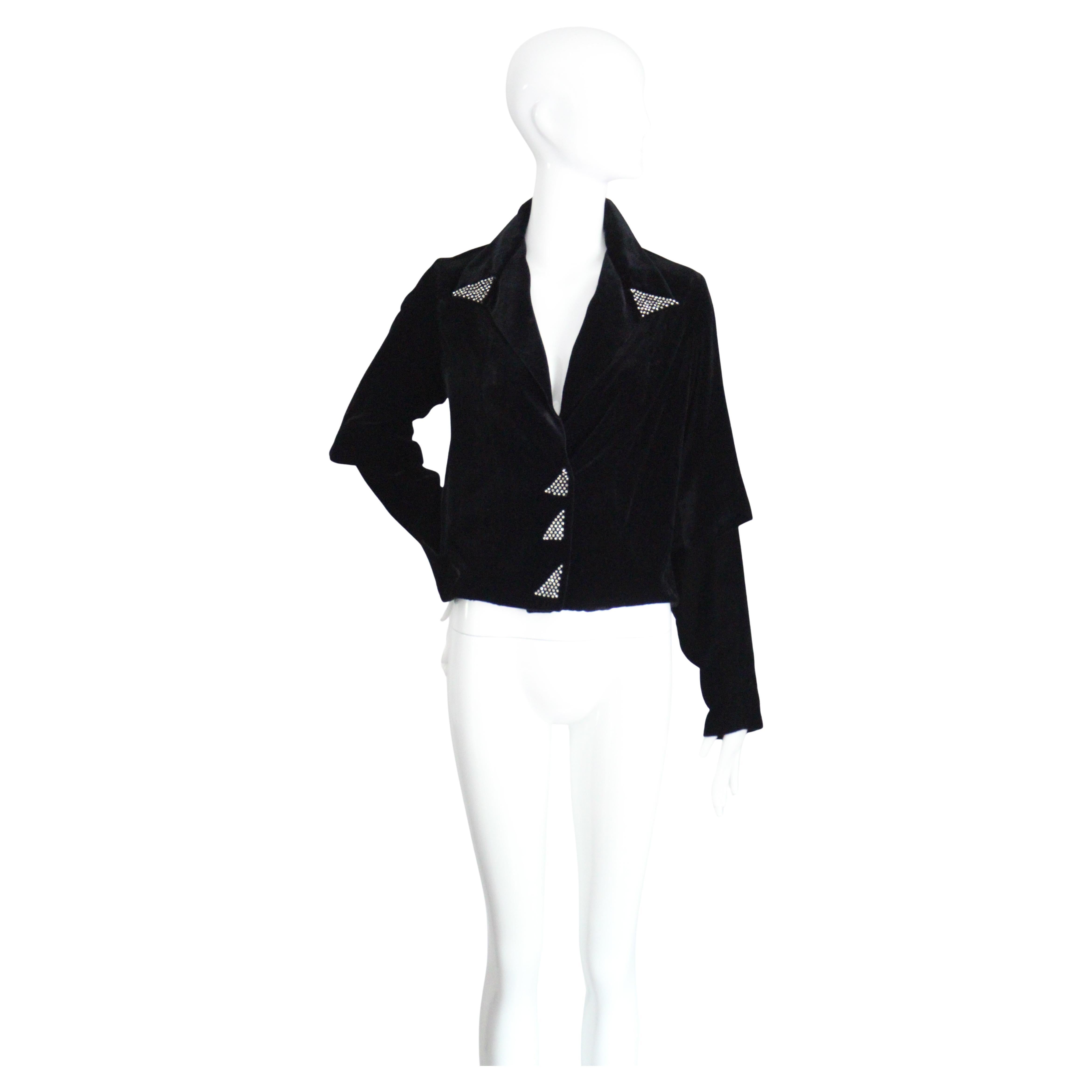 Vintage 1930's black velvet jacket vintage rhinestone jacket UK 10-12 US 6-8