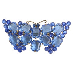 Vintage 1930's Blue Rhinestone Butterfly Brooch original 1930's Czech butterfly