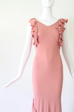 Vestido vintage de los años 30, de seda crepé rosa palo, corte «bia», talla 4 de EE. UU., 8 del Reino Unido