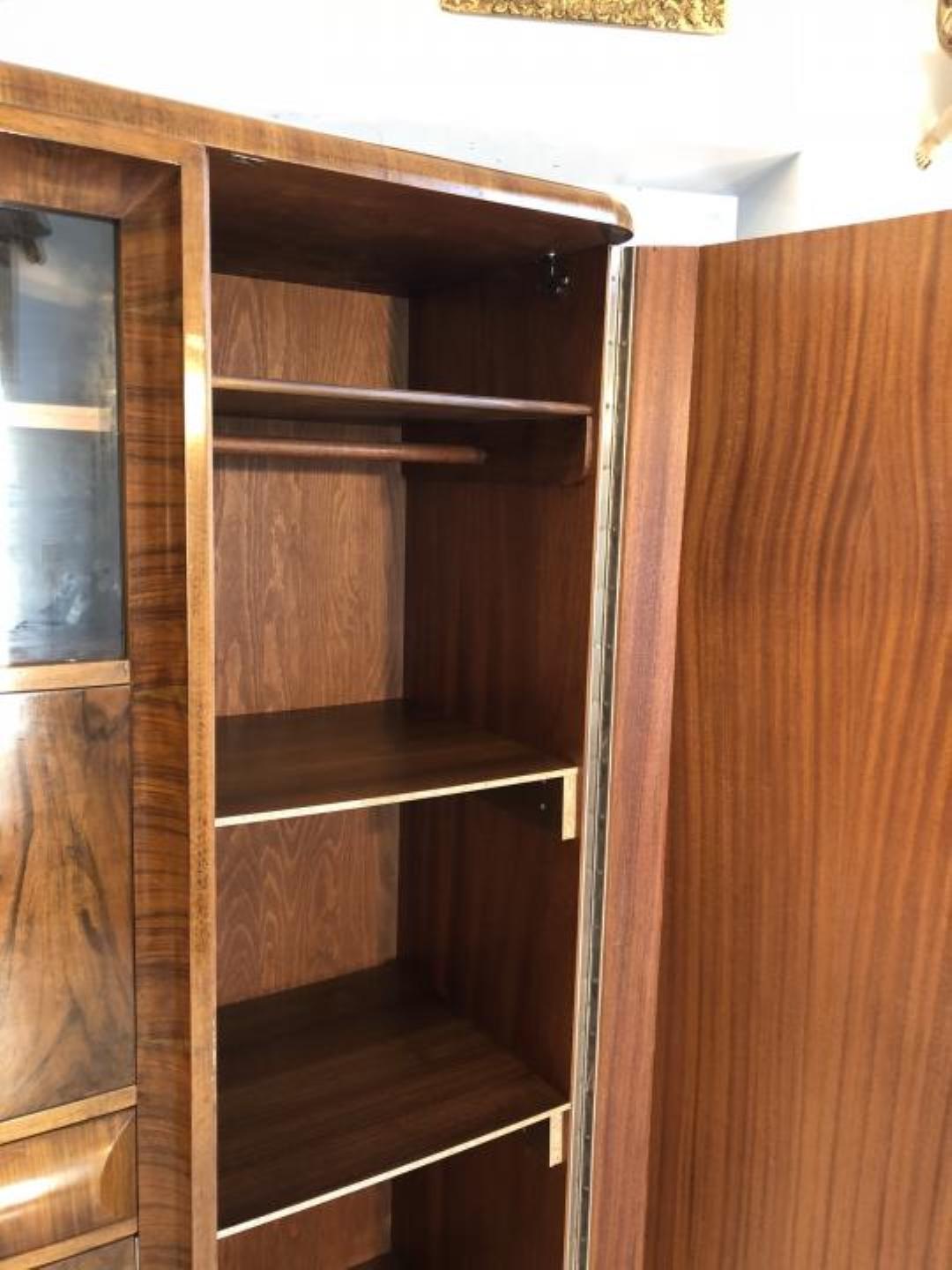 Hand-Crafted Vintage 1930s Book Cabinet with a Stunning Walnut Grain